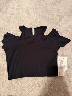 lululemon athletica Black Cold-Shoulder Crop Tee